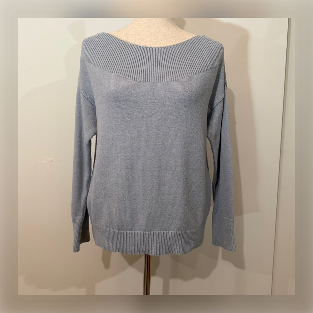 ☘️ PREMISE Wide Boat-neck Sweater in Soft Light Blue